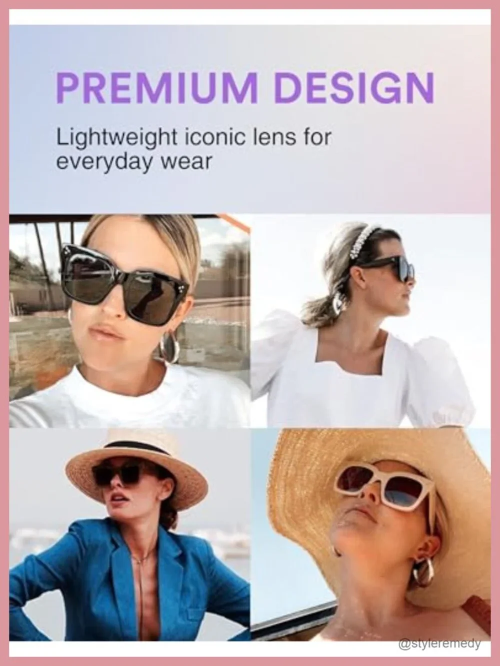 Oversized Retro Square Sunglasses for Women 50mm UV400 Protection